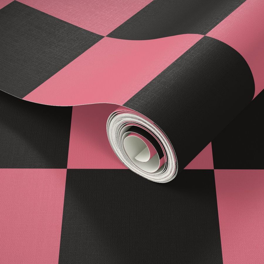 Four Inch Dark Pink and Black Checkerboard Squares