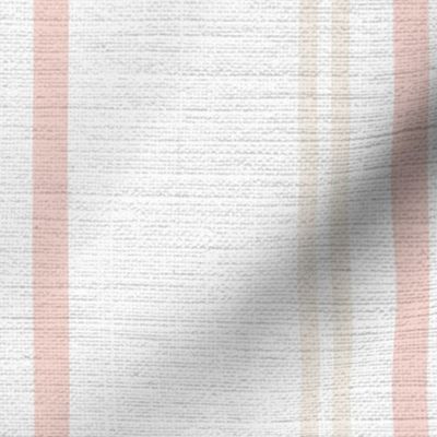 classic pink and pastel yellow stripes with elaborate ornaments  on an off white linen background - large scale