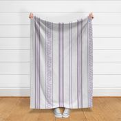 classic lavender and purple stripes with elaborate ornaments  on an off white linen background - large scale