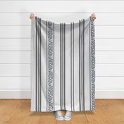 classic black and grey stripes with elaborate ornaments  on an off white linen background - large scale