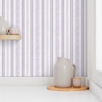 classic lavender and purple stripes with elaborate ornaments  on an off white linen background - small scale