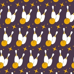 Bowling design on purple background