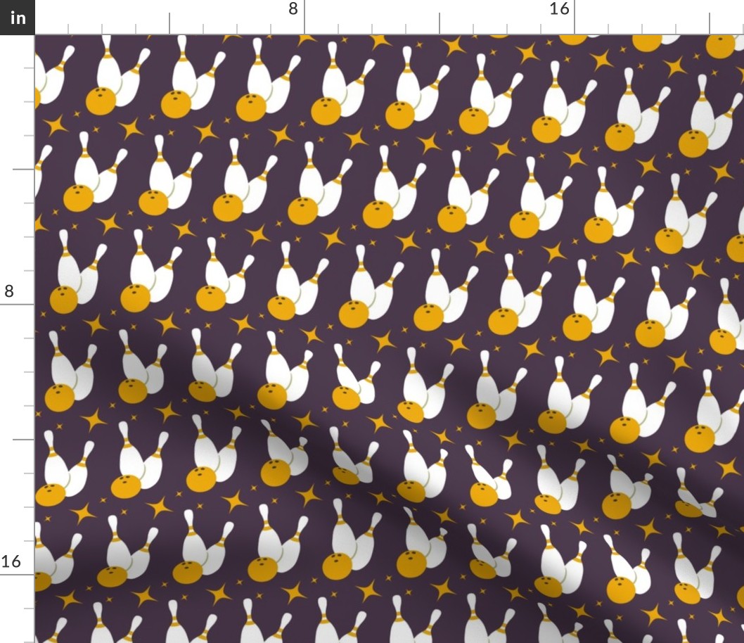 Bowling design on purple background