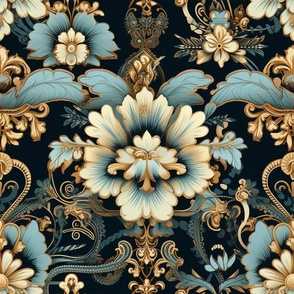 Baroque Blue Blossoms