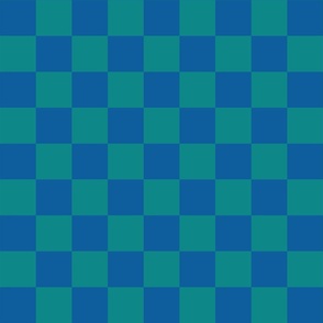 Two Inch Teal Green and Navy Blue Checkerboard Squares