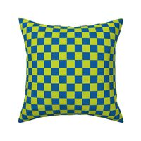 One Inch Chartreuse and Navy Blue Checkerboard Squares