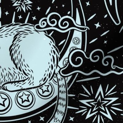 Moon & Star Cats Tarot Woodblock XL