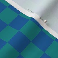 One Inch Teal Green and Navy Blue Checkerboard Squares