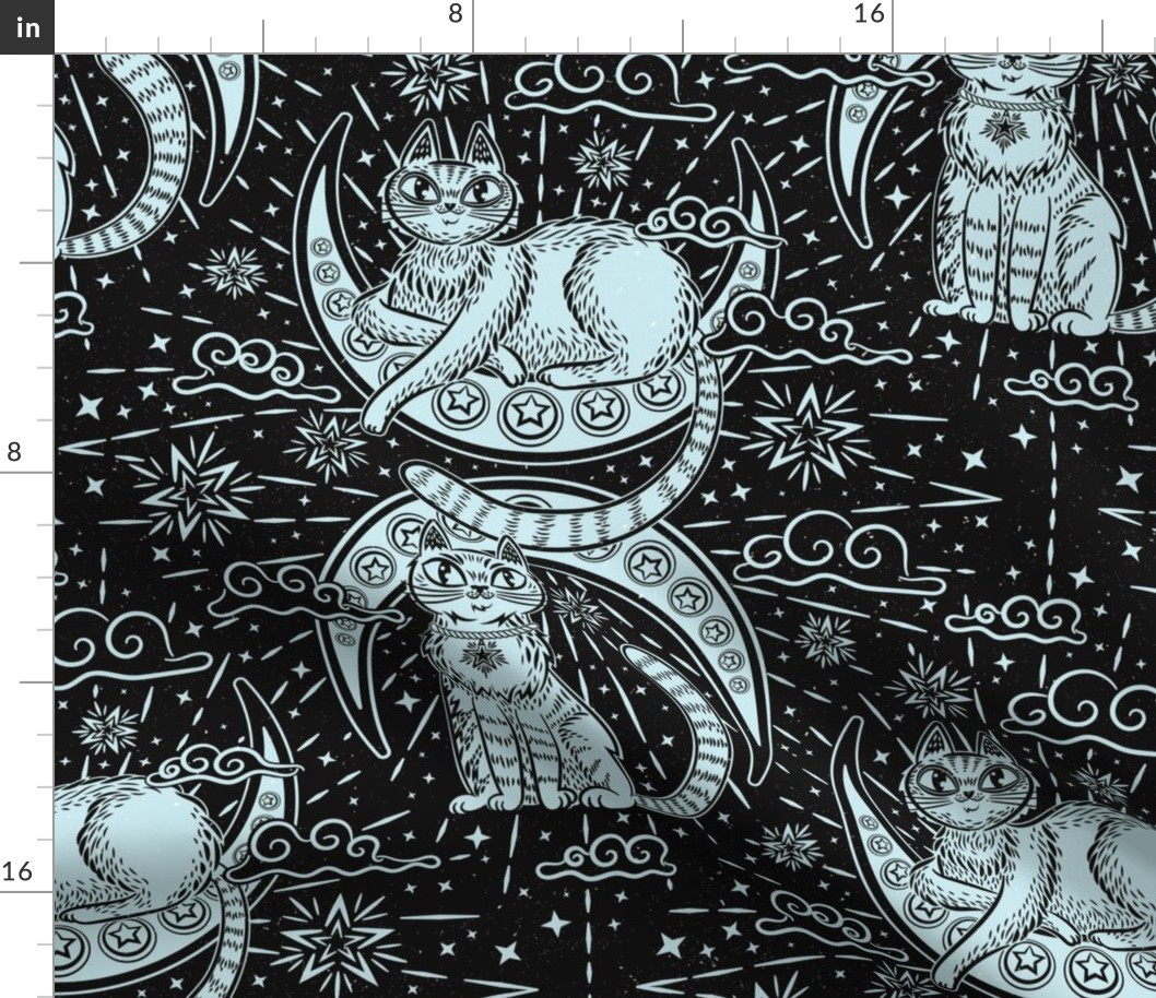 Moon & Star Cats Tarot Woodblock 18"