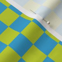 One Inch Chartreuse and Bright Blue Checkerboard Squares