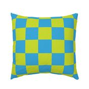 Four Inch Chartreuse and Bright Blue Checkerboard Squares