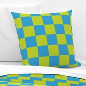 Four Inch Chartreuse and Bright Blue Checkerboard Squares