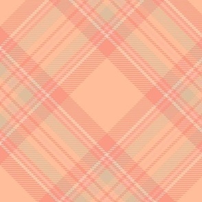 Peach Fuzz Plaid / Pantone Color of the Year 2024 / Diagonal Tartan / large scale