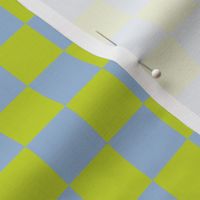 One Inch Chartreuse and Periwinkle Blue Checkerboard Squares