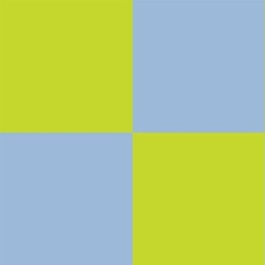 Four Inch Chartreuse and Periwinkle Blue Checkerboard Squares