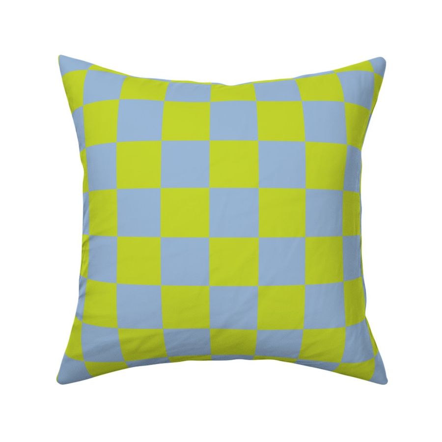 Two Inch Chartreuse and Periwinkle Blue Checkerboard Squares