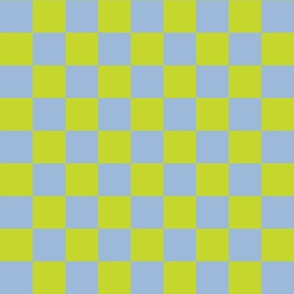 Two Inch Chartreuse and Periwinkle Blue Checkerboard Squares