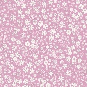 Agatha Ditsy Floral white and lilac petal pink MEDIUM 6x8 inch