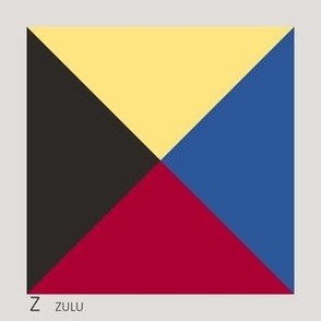 Letter Z Nautical Flag - 5" flag on 6" square