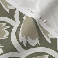 Sage green block print floral clivias for wallpaper and home interiors