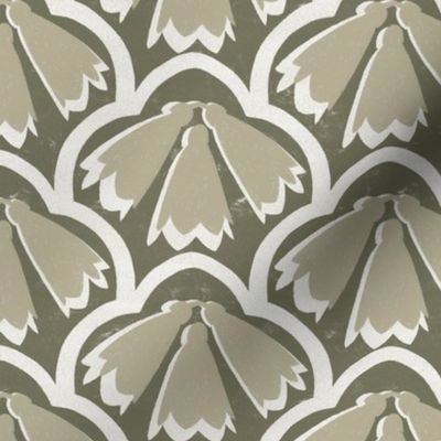 Sage green block print floral clivias for wallpaper and home interiors