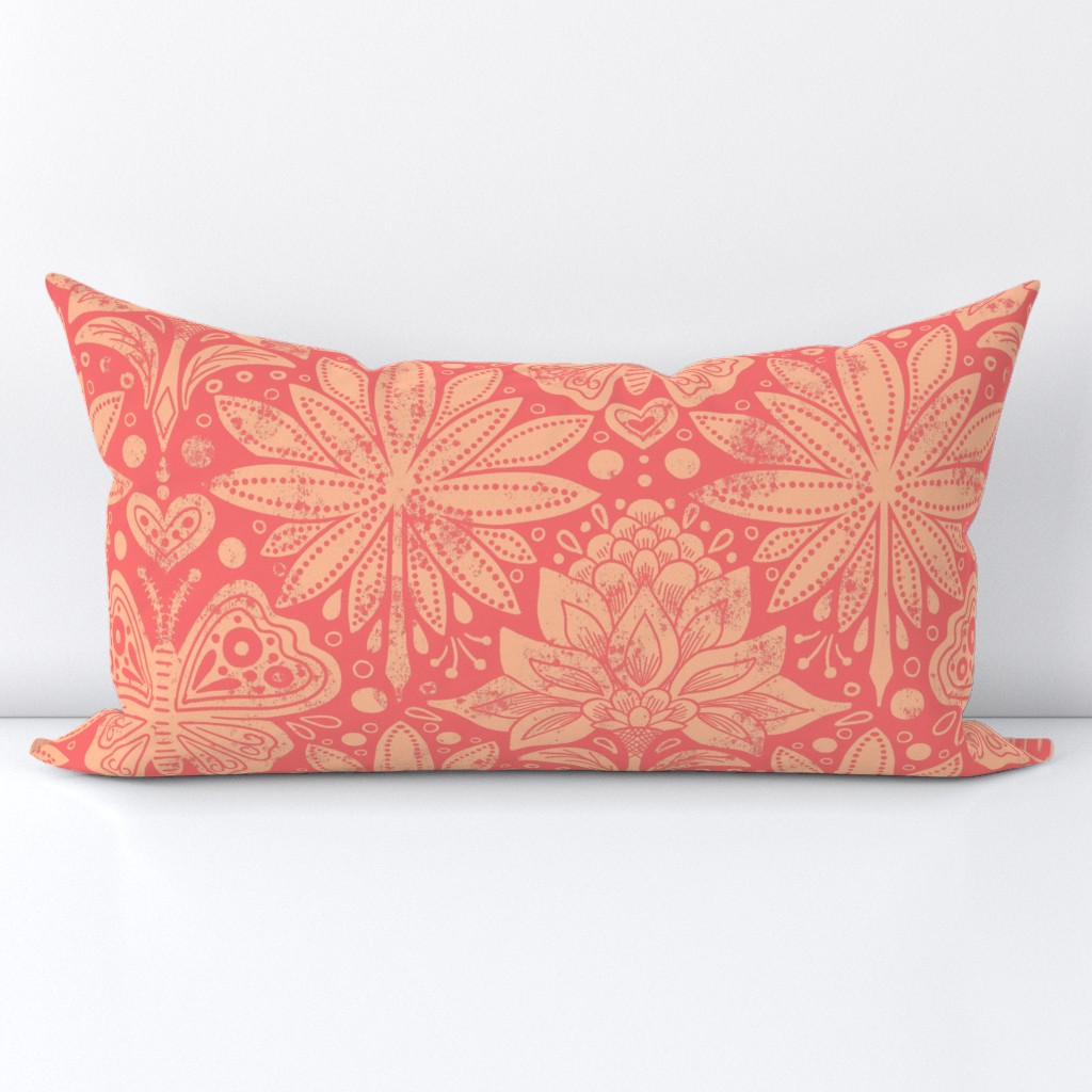 Peach Fuzz Rustic Boho Damask