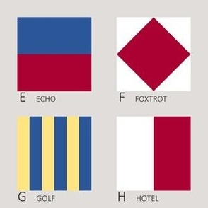 Letters E F G H Nautical Flags - 2" flags on 6" square