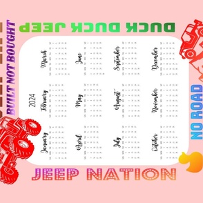 Tea Towel 2024 Calendar Red Jeep