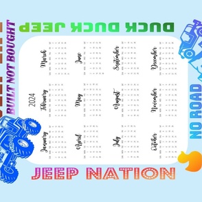 Tea Towel 2024 Calendar Blue Jeep