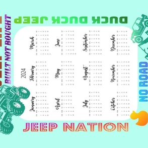 Tea Towel 2024 Calendar Mint Teal Jeep