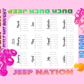 Tea Towel 2024 Calendar Pink Jeep