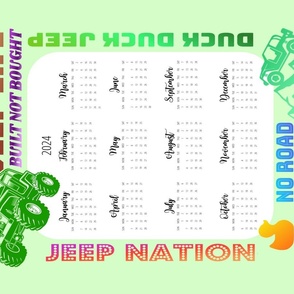 Tea Towel 2024 Calendar Green Jeep