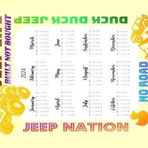 Tea Towel 2024 Calendar Yellow Jeep