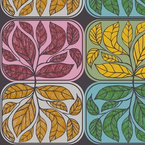 block print seasonal leaves