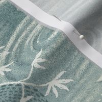 zen cats's garden wallpaper - grey blue and ivory - medium scale