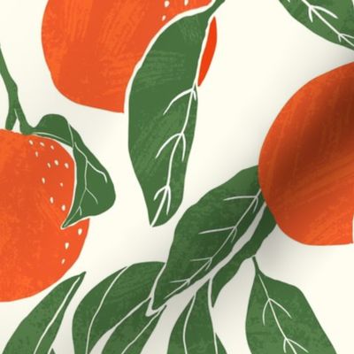 Linocut Block Print Oranges - Large Scale