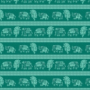 Elephant Garden Block Print Green- Small