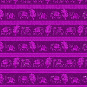 Elephant Garden Block Print Purple - Small