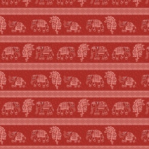 Elephant Garden Block Print Red- Small