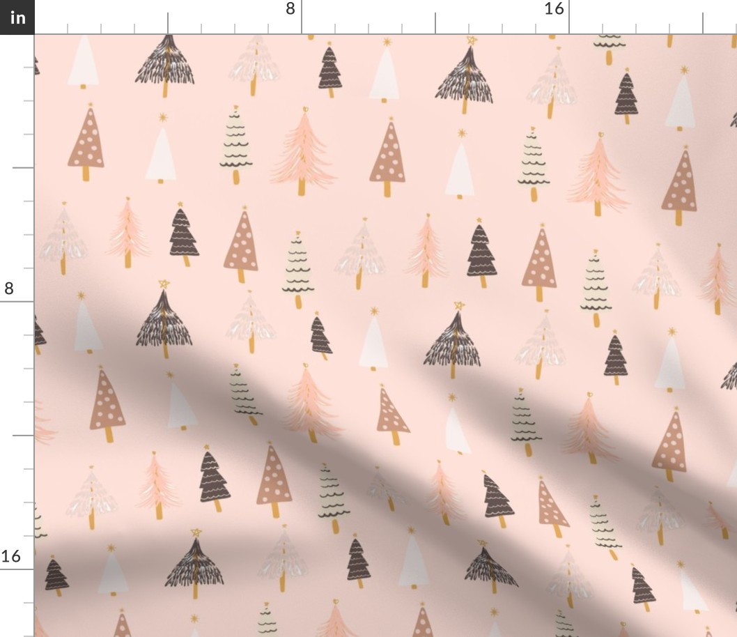 Boho-Christmas-trees-on-pink-8x8