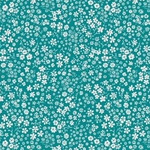 Agatha Ditsy Floral Bright Teal  SMALL 4X5 inch