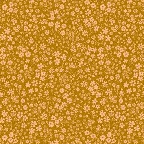 Agatha Ditsy Floral Golden Rod  and Peach fuzz  SMALL 4X5 inch