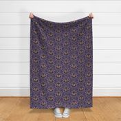 Dark color themed quirky damask of a magical jungle  - small print.