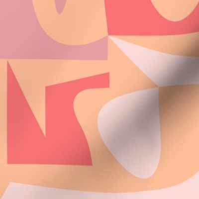 peach pink beige shapes abstract modern art geometric bauhaus jumbo scale