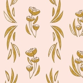 Floral Block Print, Pink Gold,  Stripes, Trellis, Quilt Floral
