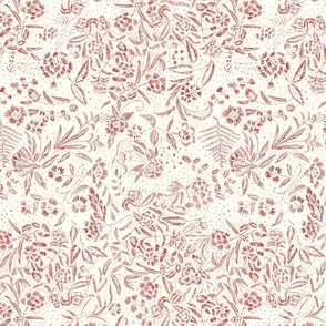 Stargazer Botanical Floral in Poppy red - 12 inch repeat