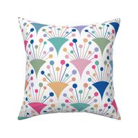 Modern, Colorful, Geometric Flowers on Ivory / Large