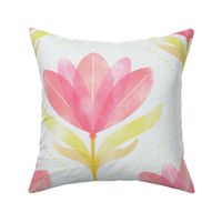 Block Print-inspired Pink Tulip Modern Floral Design