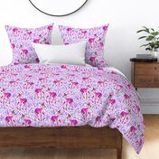 Medium - Dear Deer - Magenta Fawns on White Linen with Hearts and Purple Leaves - Forest Pals