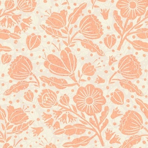 Pantone Fuzzy Peach Floral Block Print